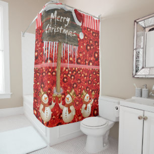 Christmas Shower Curtain, Merry Christmas Curtain