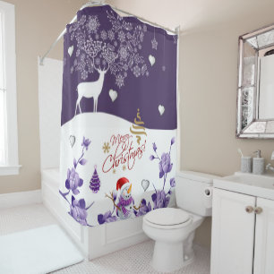 Christmas Shower Curtain, Merry Christmas Curtain