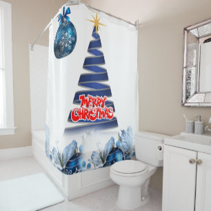Christmas Shower Curtain, Merry Christmas Curtain