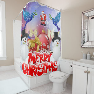 Christmas Shower Curtain, Merry Christmas Curtain