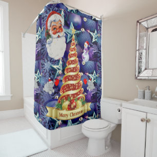 Christmas Shower Curtain, Merry Christmas Curtain