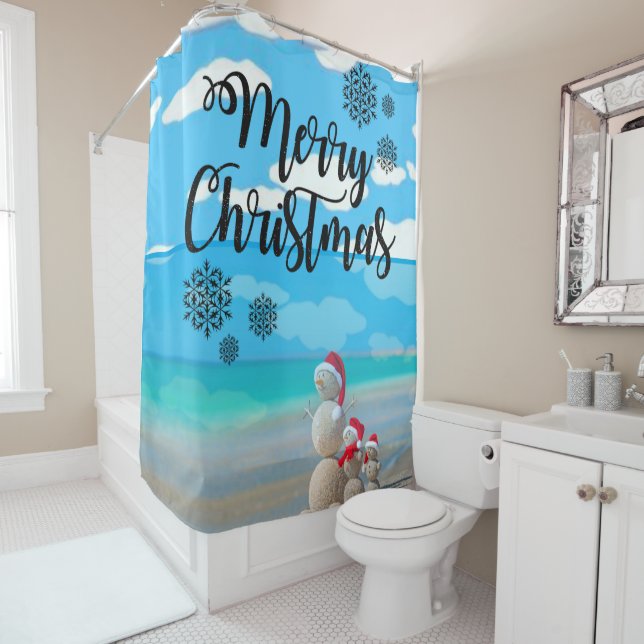 Christmas Shower Curtain, Merry Christmas Curtain (In Situ)