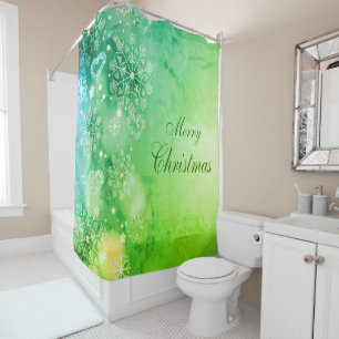 Christmas Shower Curtain, Merry Christmas Shower C Shower Curtain