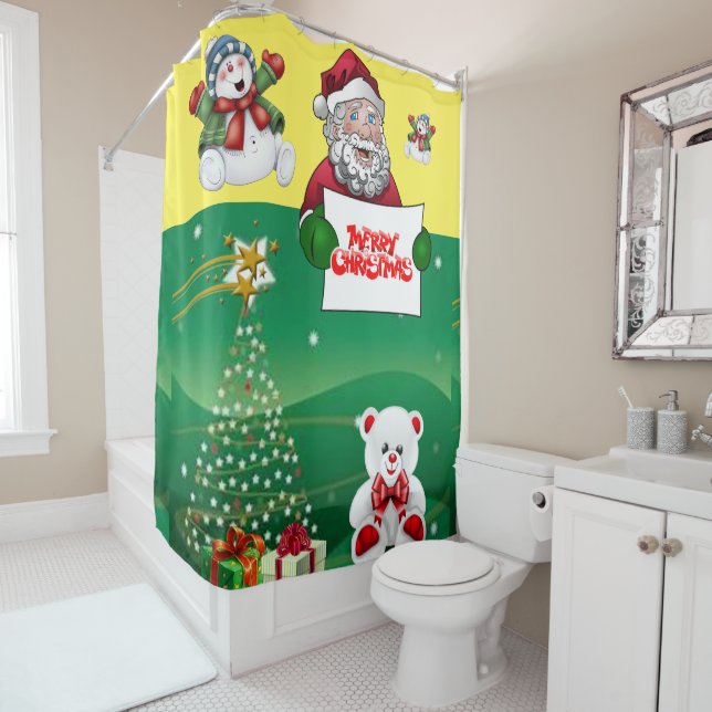 Christmas Shower Curtain, Merry Christmas Shower Curtain (In Situ)