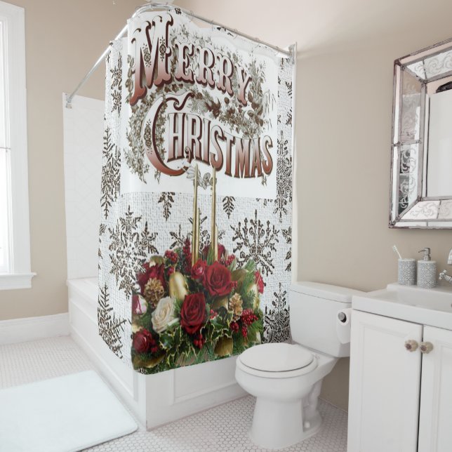 Christmas Shower Curtain, Merry Christmas Shower Curtain (In Situ)