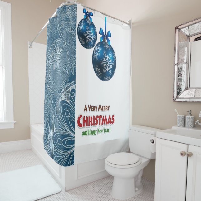 Christmas Shower Curtain, Merry Christmas Shower Curtain (In Situ)