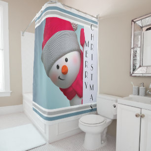 Christmas Shower Curtain/Merry Christmas Snowman Shower Curtain