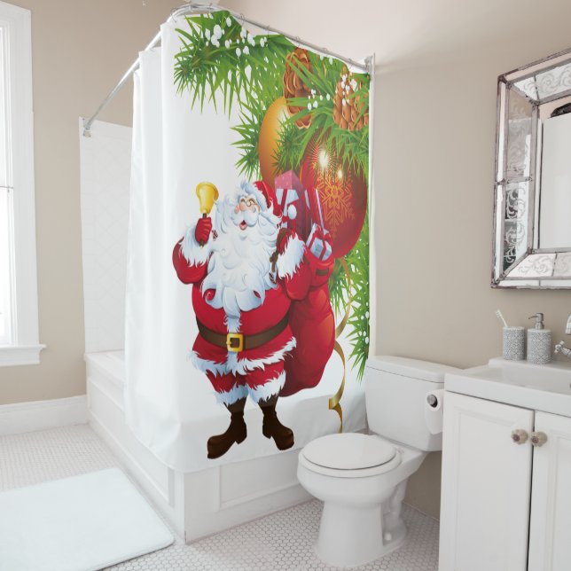 Christmas Shower Curtain, Santa Curtain (In Situ)