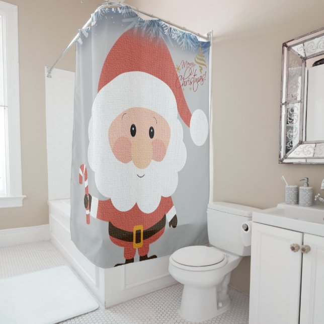 Christmas Shower Curtain, Santa Curtain (In Situ)