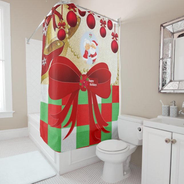 Christmas Shower Curtain, Santa Curtain (In Situ)