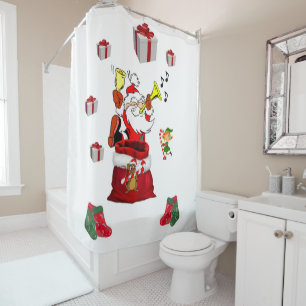 Christmas Shower Curtain, Santa Curtain
