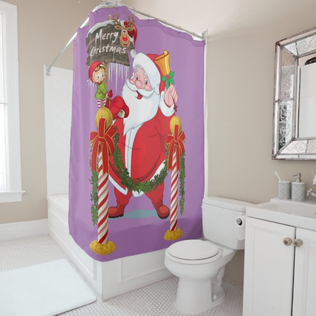 Christmas Shower Curtain, Santa Curtain (In Situ)