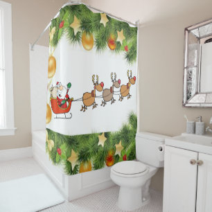 Christmas Shower Curtain, Santa Curtain