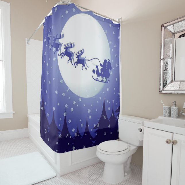 Christmas Shower Curtain, Santa Curtain (In Situ)