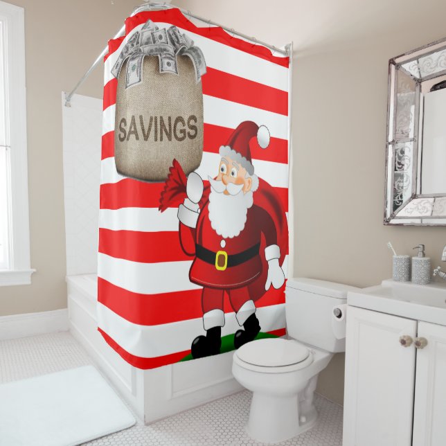 Christmas Shower Curtain, Santa Curtain (In Situ)