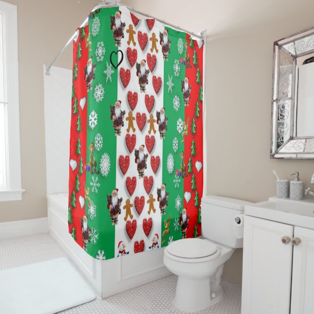 Christmas Shower Curtain, Santa Curtain (In Situ)