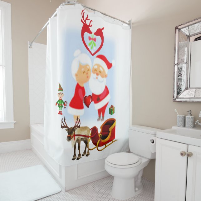 Christmas Shower Curtain, Santa Curtain (In Situ)