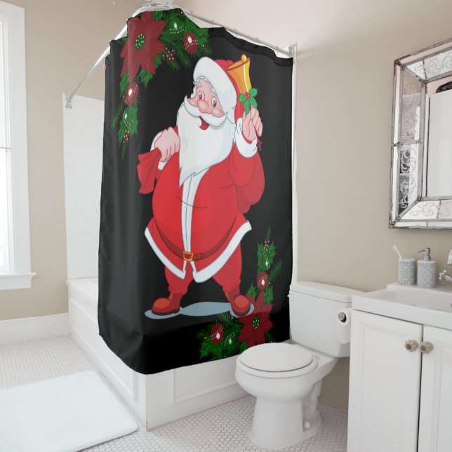 Christmas Shower Curtain, Santa Curtain (In Situ)