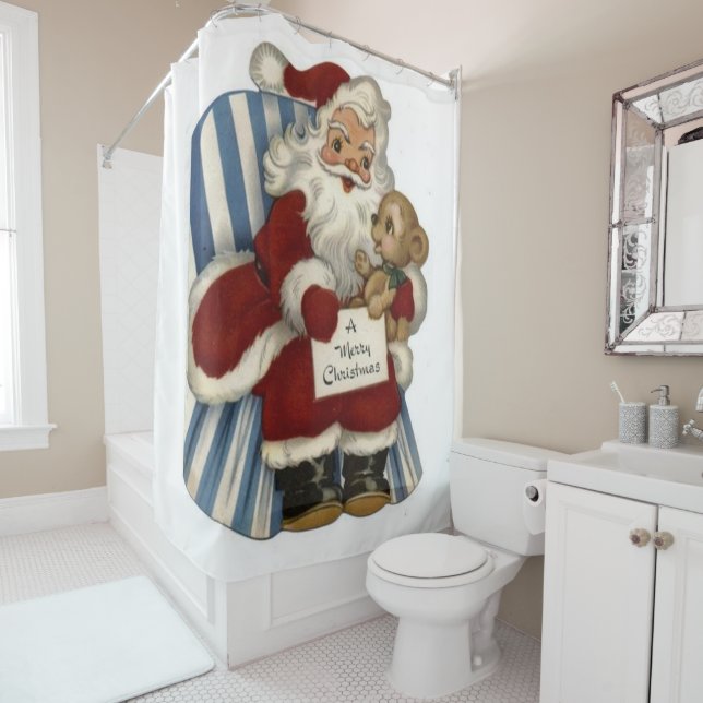 Christmas Shower Curtain, Santa Curtain (In Situ)