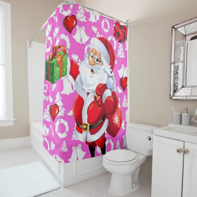 Christmas Shower Curtain, Santa Shower Curtain (In Situ)