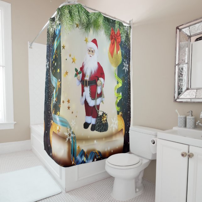Christmas Shower Curtain, Santa Shower Curtain (In Situ)