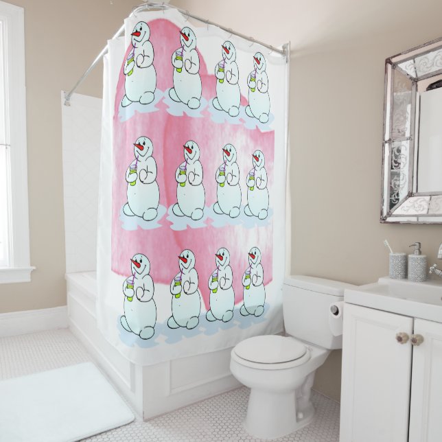 Christmas Shower Curtain Snowman (In Situ)