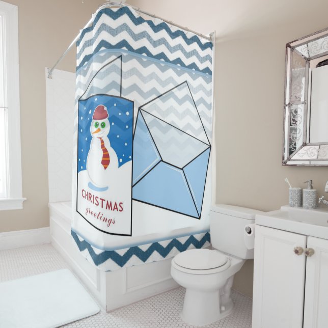 Christmas Shower Curtain, Snowman Curtain (In Situ)
