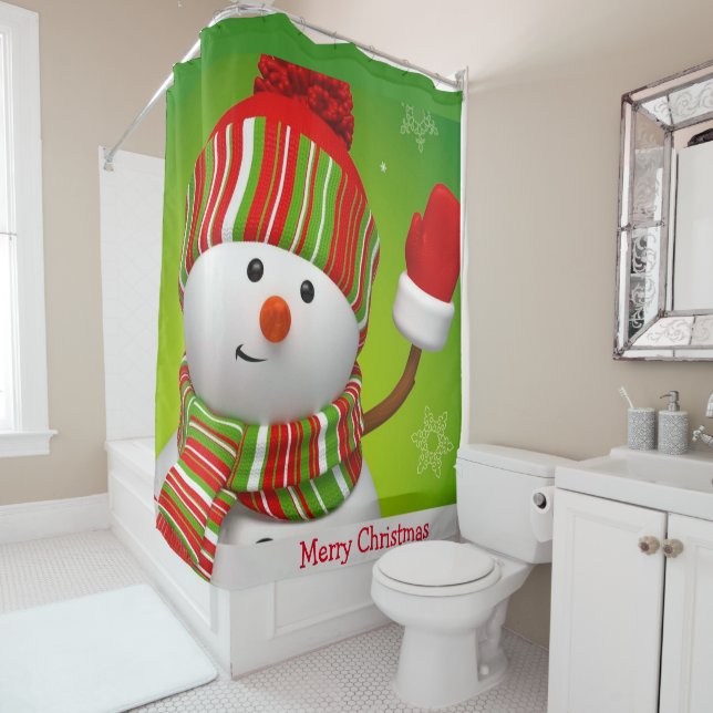 Christmas Shower Curtain/Snowman Curtain (In Situ)