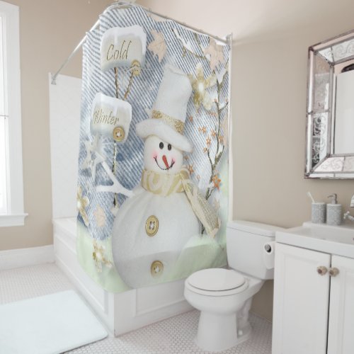 Christmas Shower CurtainSnowman Shower Curtain