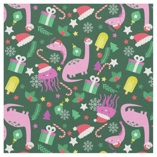 christmas shrimp dinosaur jellyfish santa  fabric