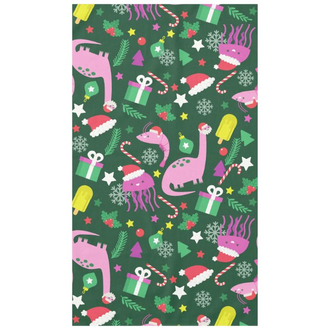christmas shrimp dinosaur jellyfish santa  tablecloth (Front)