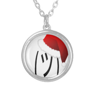 christmas shrug emoji silver plated necklace