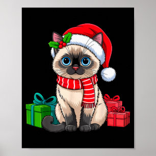 Christmas Siamese Cat Holiday Kitten Xmas Men Wome Poster