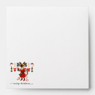 Christmas Siamese Cat is celebrating at home Envelope