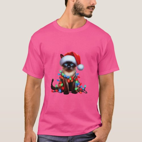 Christmas Siamese Cat  T_Shirt
