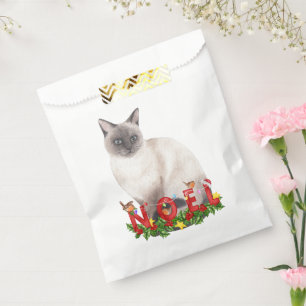 Christmas Siamese Cat Watercolor Favor Bag