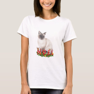 Christmas Siamese Cat Watercolor  T-Shirt