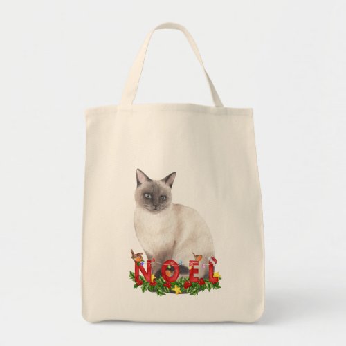 Christmas Siamese Cat Watercolor  Tote Bag