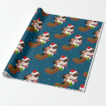Christmas siamese cats with stocking and Santa hat Wrapping Paper<br><div class="desc">A digital pattern by Katy Christoff</div>