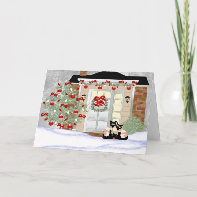 Christmas Siamese Pals Holiday Card (Front)
