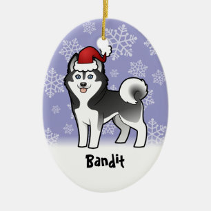 Christmas Siberian Husky / Alaskan Malamute Ceramic Ornament