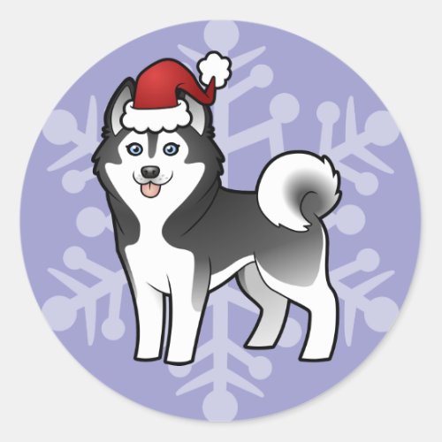 Christmas Siberian Husky  Alaskan Malamute Classic Round Sticker