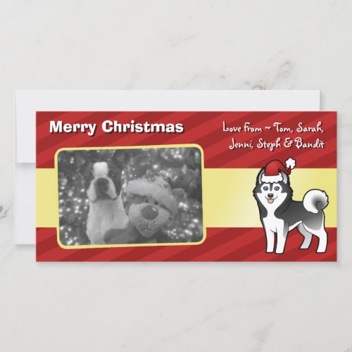 Christmas Siberian Husky  Alaskan Malamute Holiday Card