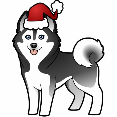 Christmas Siberian Husky  Alaskan Malamute Statuette