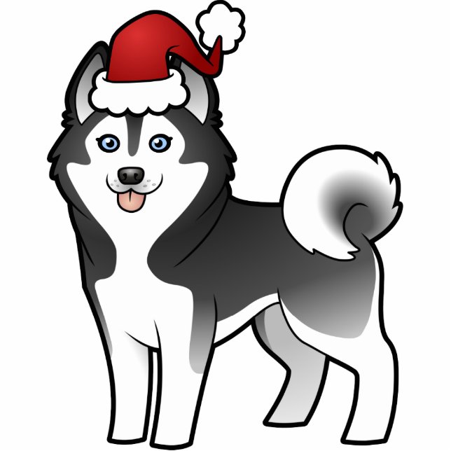 Christmas Siberian Husky / Alaskan Malamute Statuette (Front)