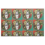 Christmas Siberian Husky dog breed fabric