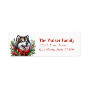 Christmas Siberian Husky Dog Return Address Labels