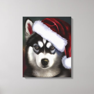 Christmas Siberian Husky / Sled Dog Canvas Print