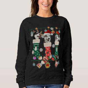 Christmas Siberian Husky Sock Xmas Sweatshirt