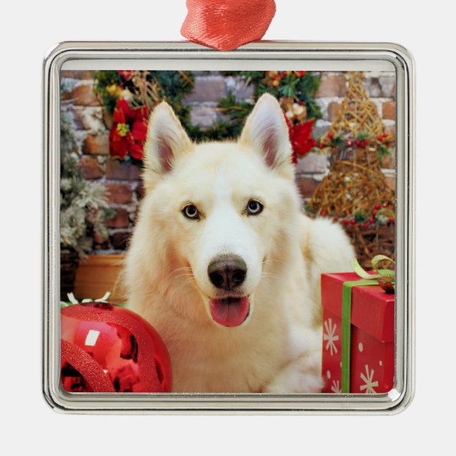 Christmas - Siberian Husky - Teagarden Portraits Metal Ornament (Front)